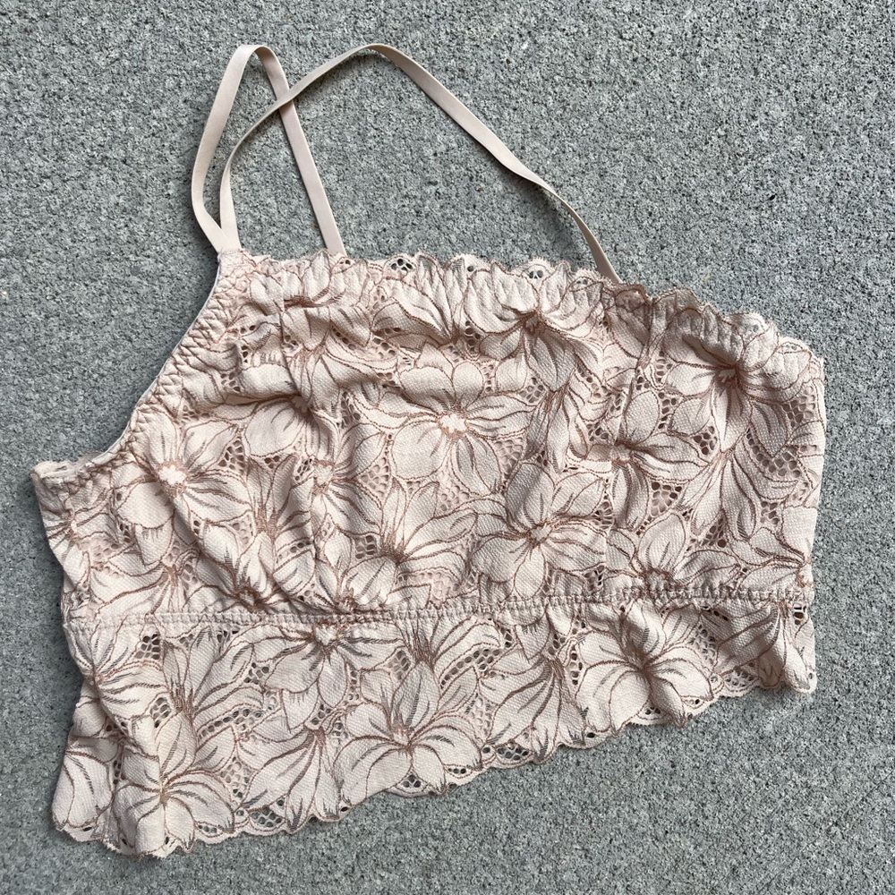 Aerie A Symmetrical Beige Lace Bralette